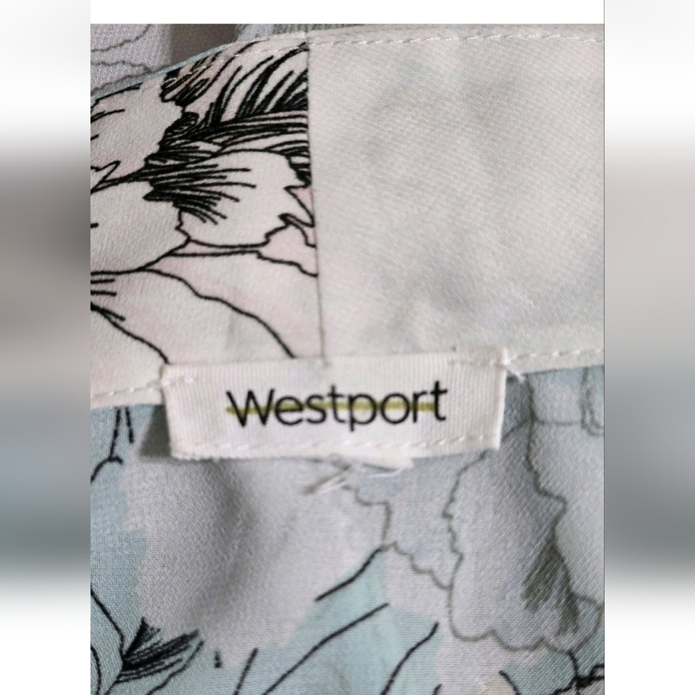 Westport Women’s 1X Kimono Blue Floral Sheer Open Front Boho Pom Pom Trim Beach - Picture 8 of 10